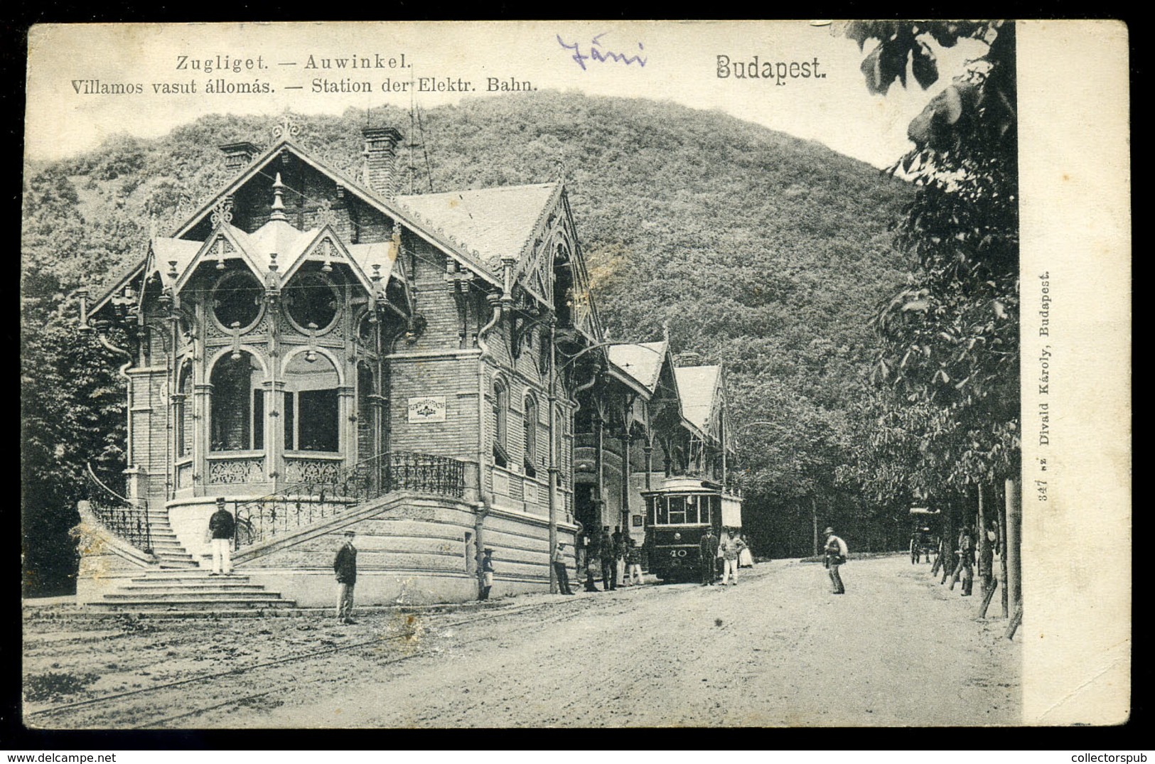 Zugliget, Villamos Vasúti állomás, Divald  Régi Képeslap 1917.  /  Tram Station Vintage Pic. P.card - Hongarije