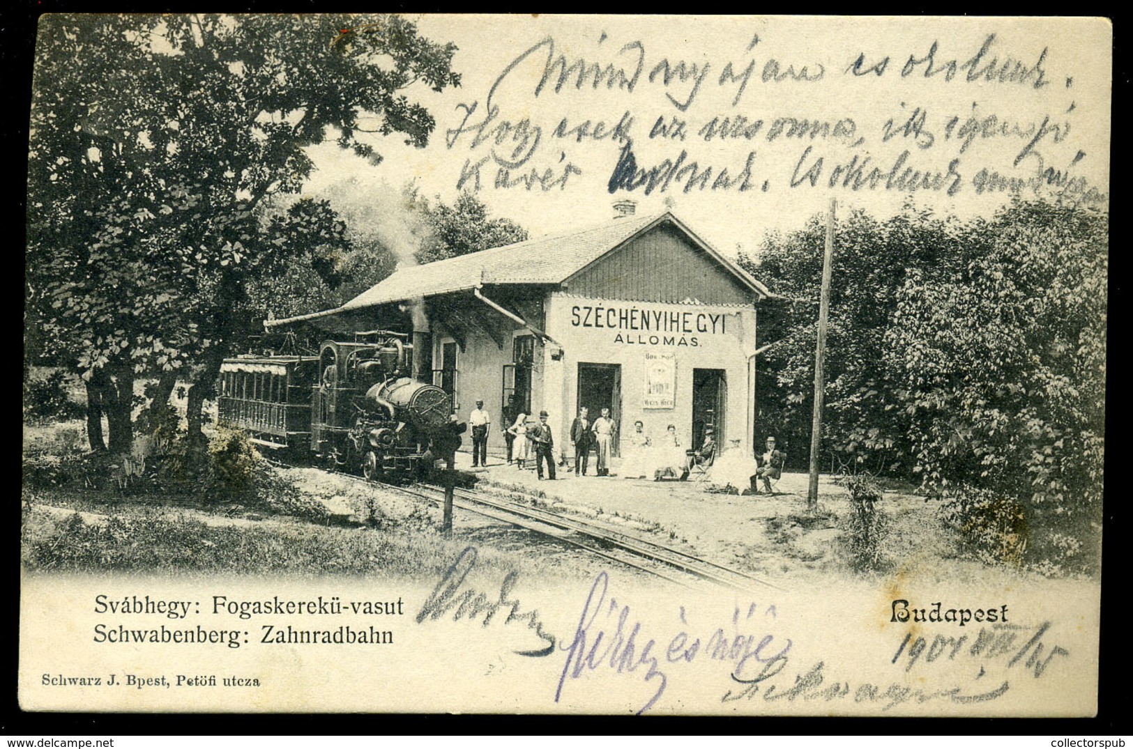 SVÁBHEGY 1904. Fogaskerekű állomás, Régi Képeslap   /  Rack Rail Station Vintage Pic. P.card - Ungarn