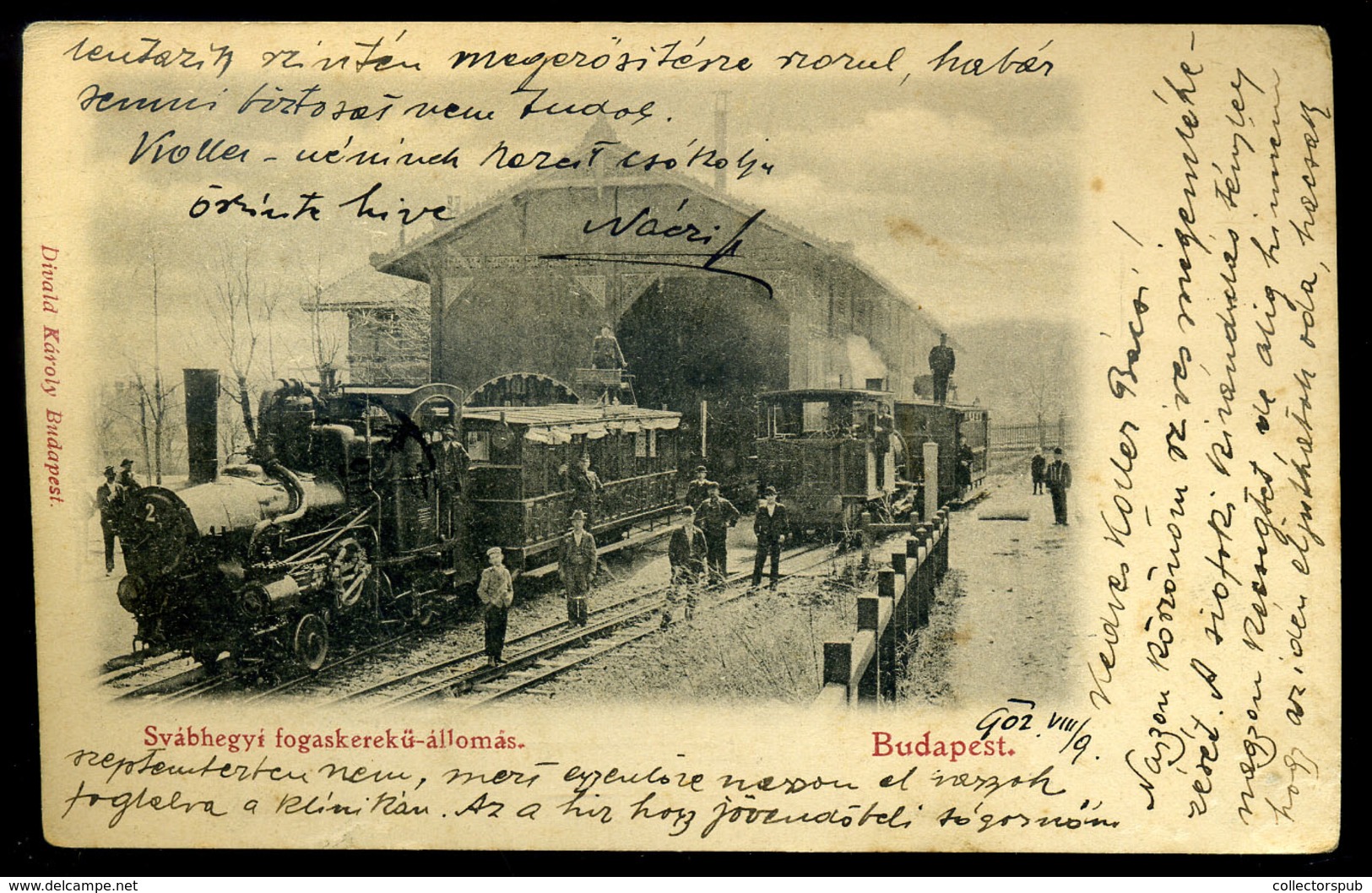 SVÁBHEGY 1902. Fogaskerekű állomás, Régi Képeslap   /  Rack Rail Station Vintage Pic. P.card - Hungary