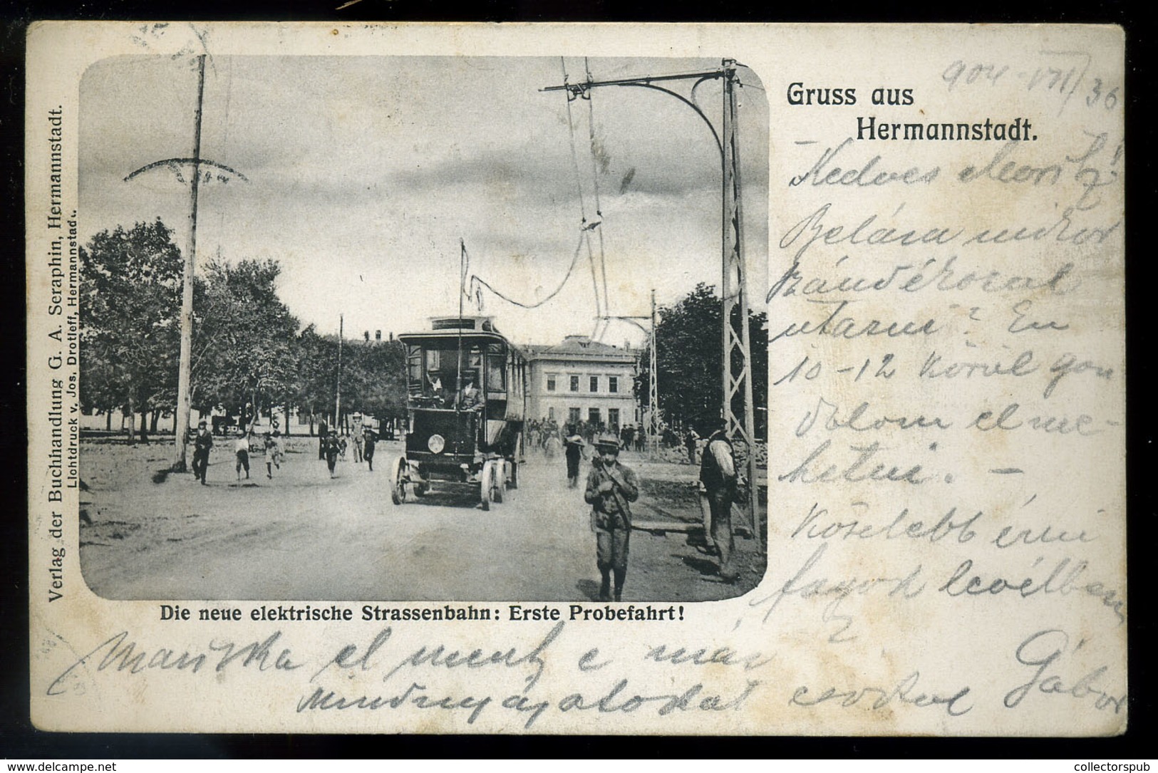 NAGYSZEBEN 1904. Elektromos Villamos Első Próbaút, Ritka, Régi Képeslap  /  Electric Tram First Trial Run Rare Vintage P - Ungheria