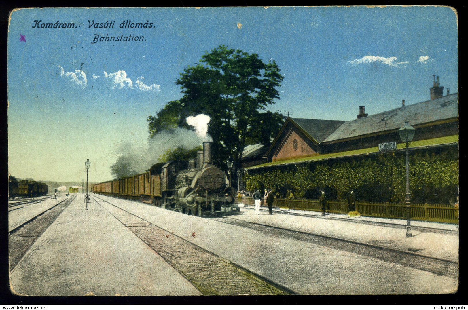 KOMÁROM 1916.  Vasútállomás, Régi Képeslap 1916.  /  Train Station Vintage Pic. P.card - Ungarn