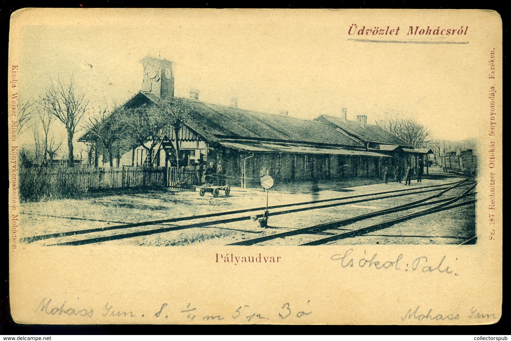 MOHÁCS 1898. Pályaudvar, Régi Képeslap   /  Train Station Vintage Pic. P.card - Ungarn