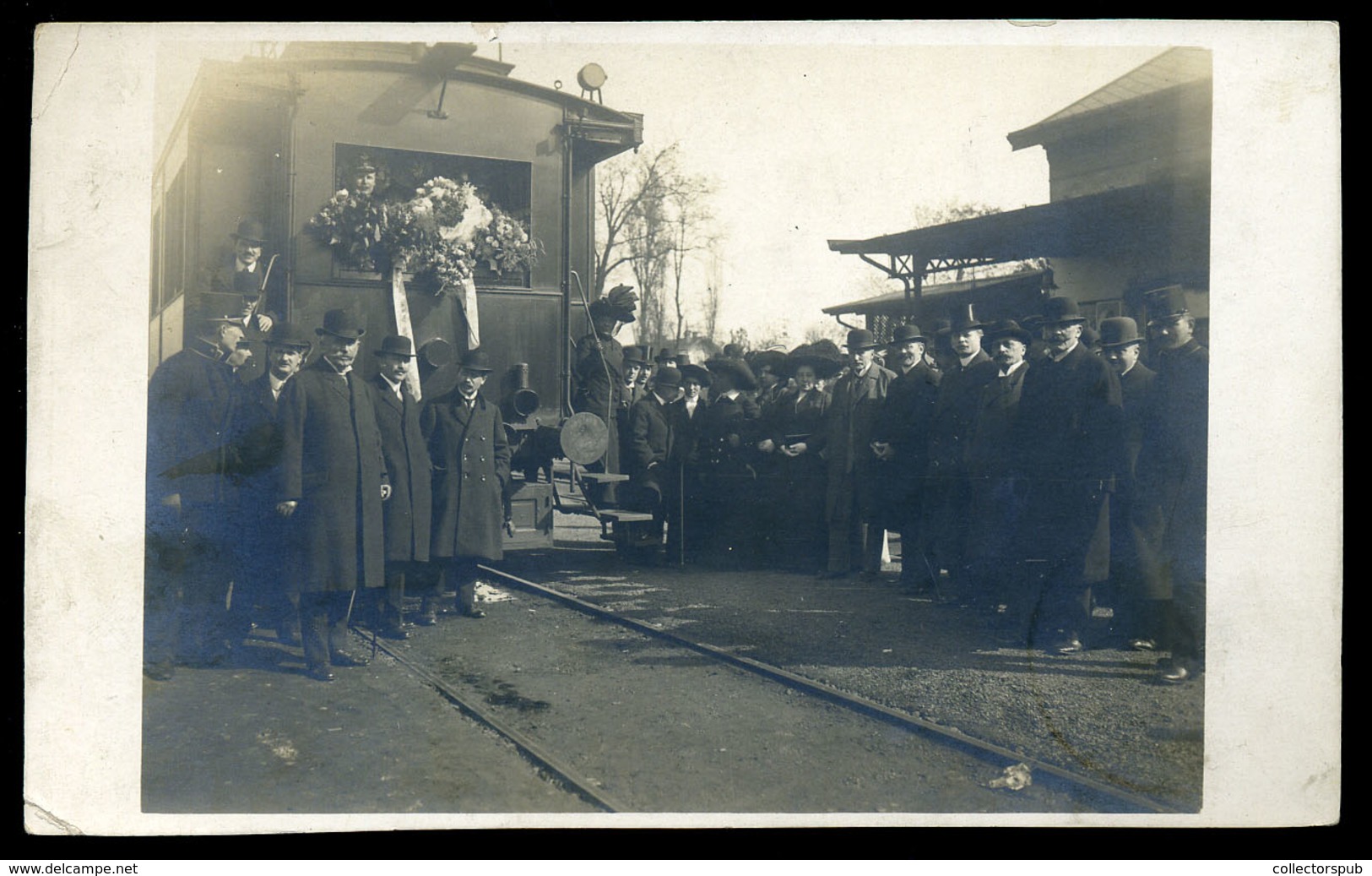 SZEGED 1912. Pályaudvar, ünnepség, Fotós Képeslap  /  Train Station, Festivities Vintage Pic. P.card - Gebraucht