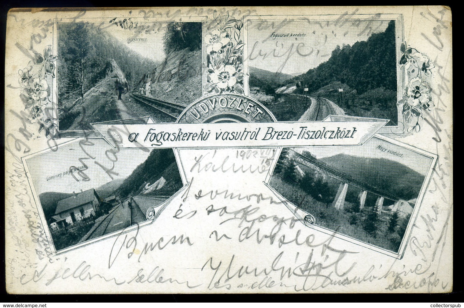 Fogaskerekű BREZÓ és TISZOLC Közt, Régi Képeslap, 1902.  /   Rack Railway Vintage Pic. P.card - Oblitérés