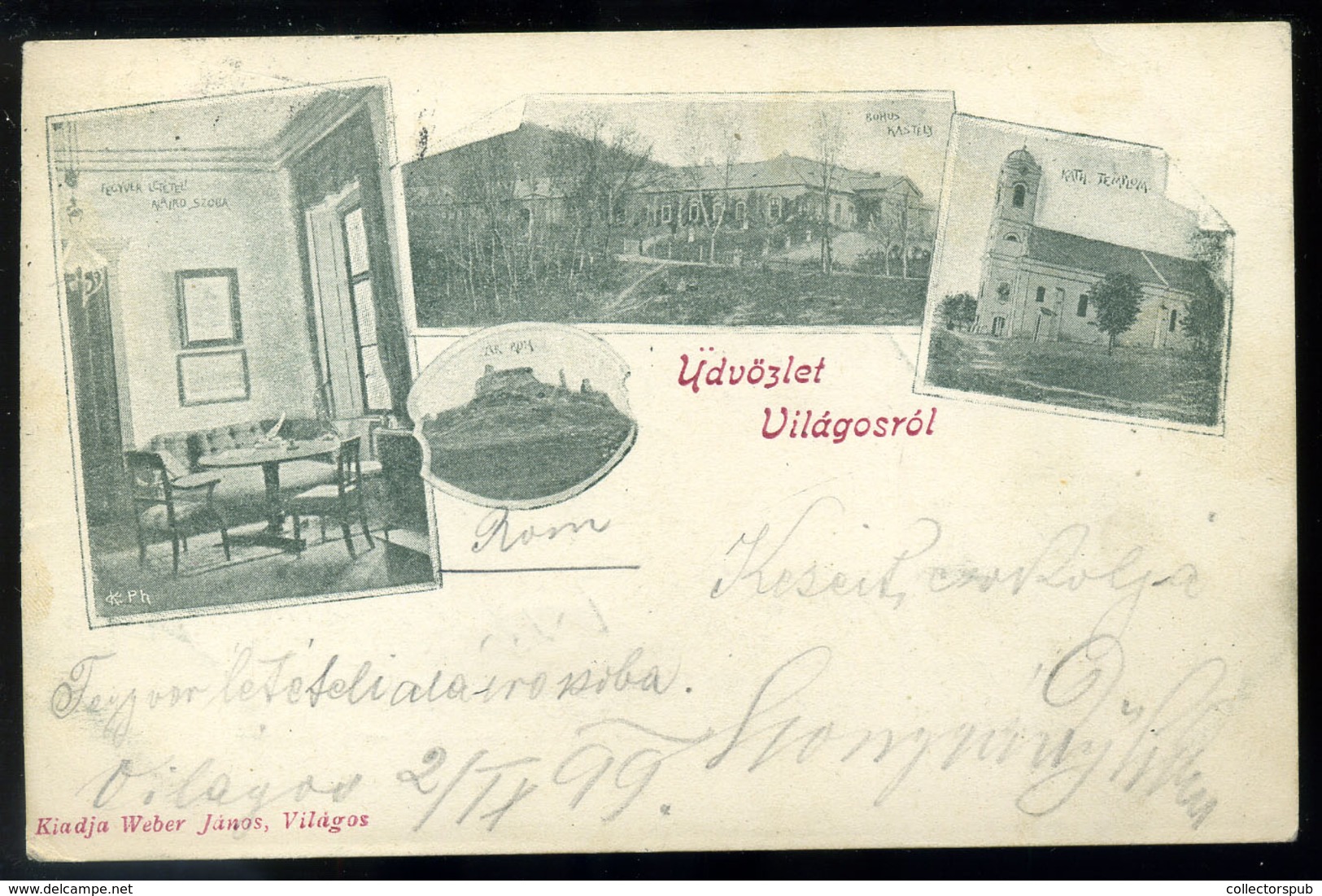 VILÁGOS 1899. Régi Képeslap  /  Vintage Pic. P.card - Used Stamps