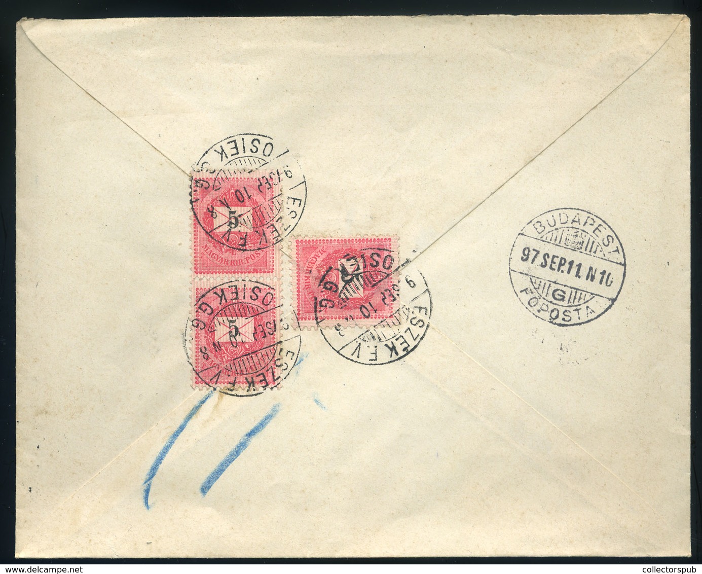 ESZÉK 1897. Ajánlott, Céges Levél 3*5Kr Budapestre - Used Stamps