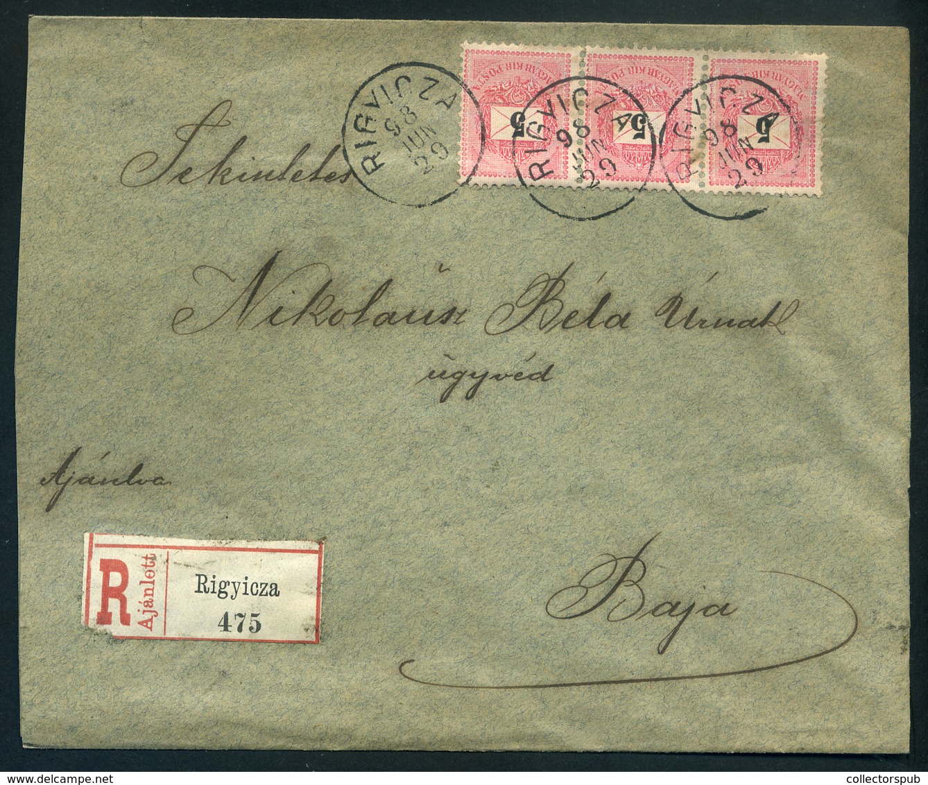 RIGYICA 1898. Szép Ajánlott Levél Bajára Küldve - Used Stamps