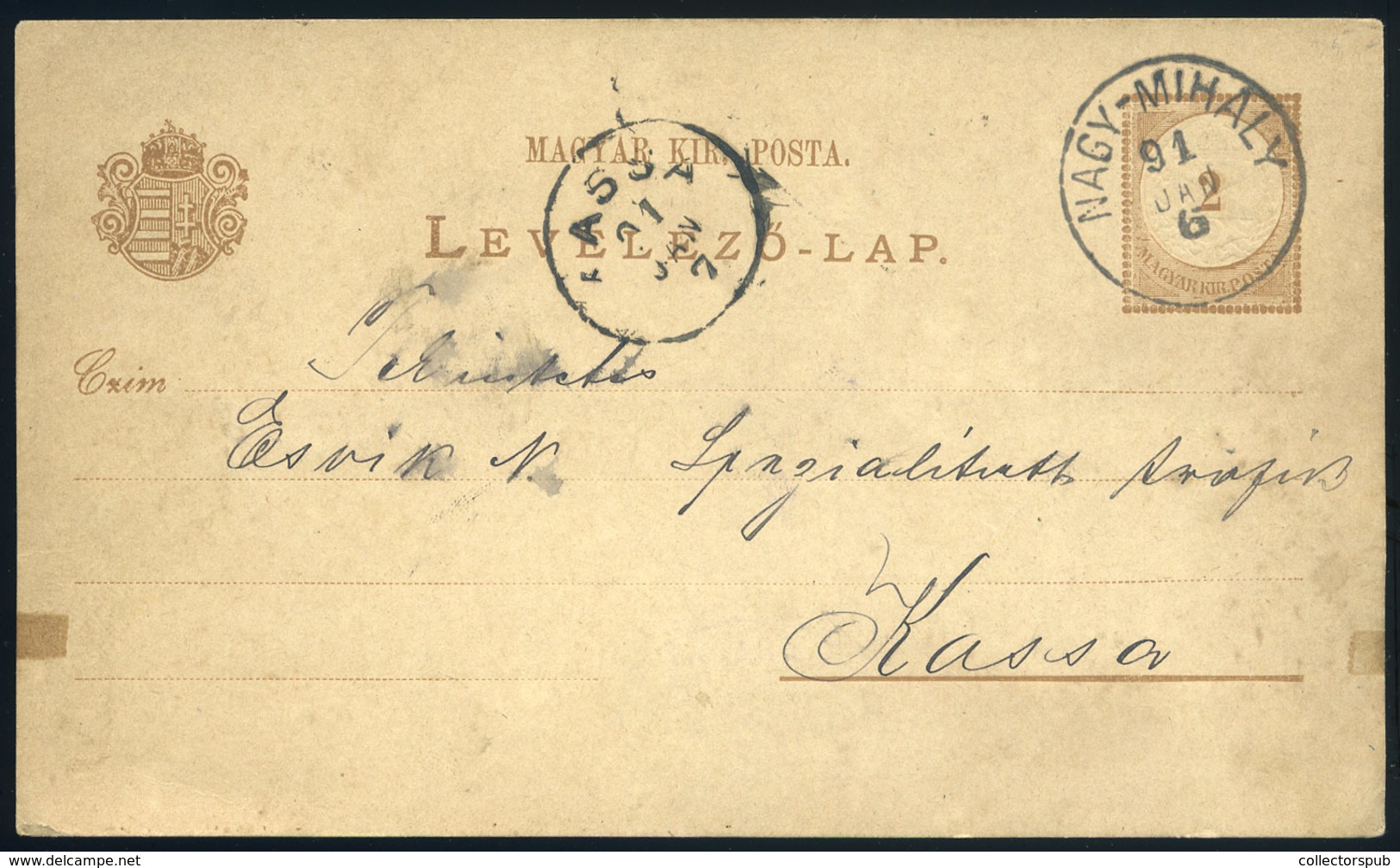 NAGYMIHÁLY 1891. Díjjegyes Levlap Szép Bélyegzéssel /  1891 Stationery P.card Nice Pmk - Oblitérés