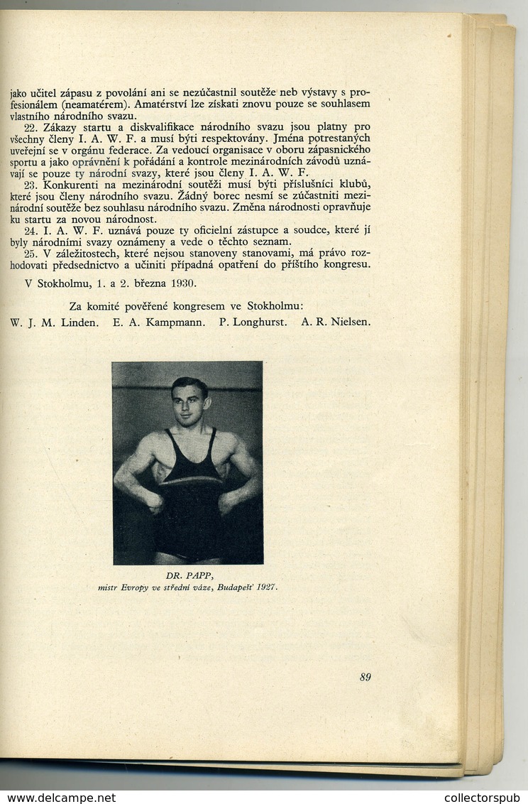 SPORT Birkózás, 1931. Prága, Európa Bajnokság, Dekoratív Cseh Nyelvű 136 Oldalas Kiadvány - Slawische Sprachen