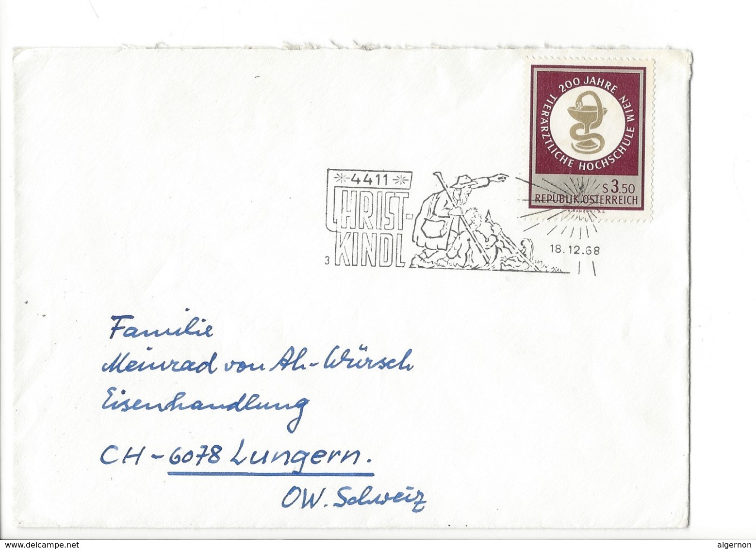 21559 - Christkindl 1968 Lettre Pour Lungern 18.12.1968 - Noël