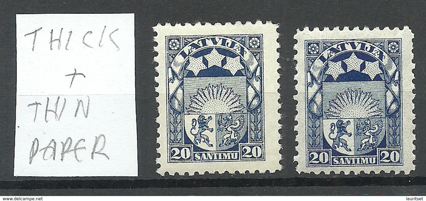 LETTLAND Latvia 1923 Michel 95 Thick + Thin Paper Type * - Letland