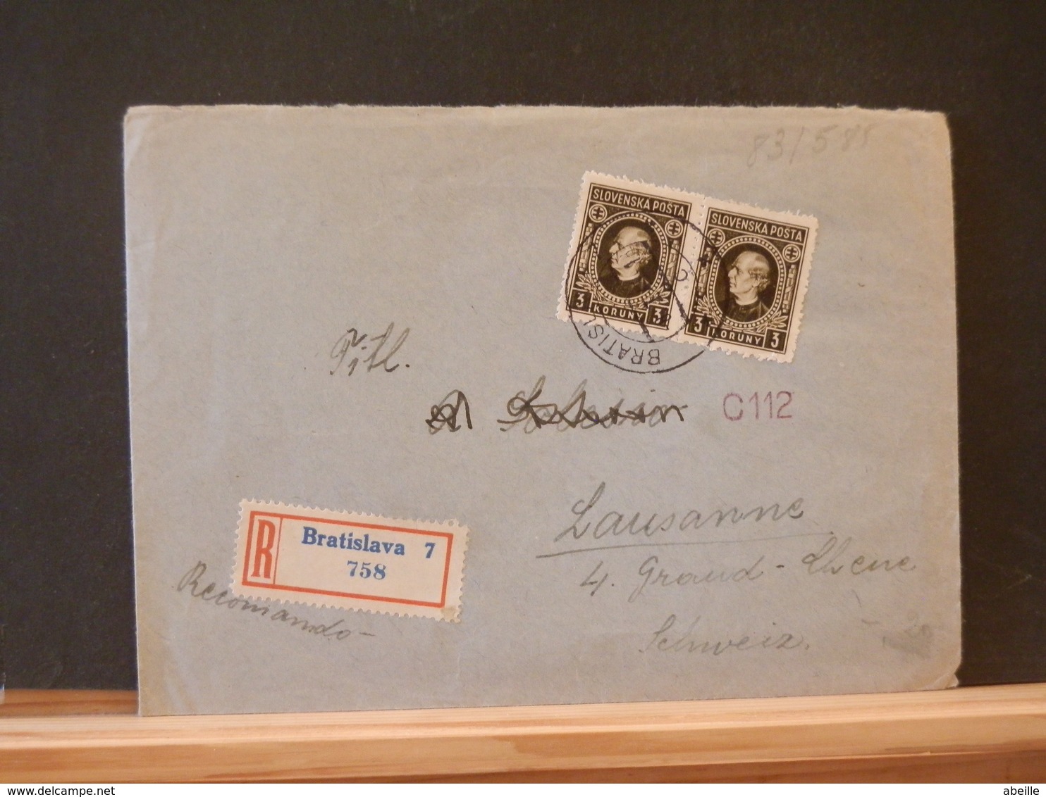 83/584 LETTRE RECOMM. POUR LA SUISSE  CENSURE - Storia Postale