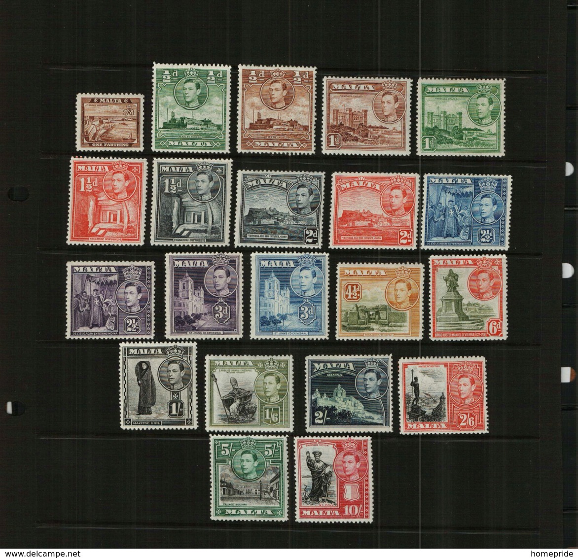 MALTA - KGVI - 1938-1943 – DEFS - 21 Stamps – MM - Malta