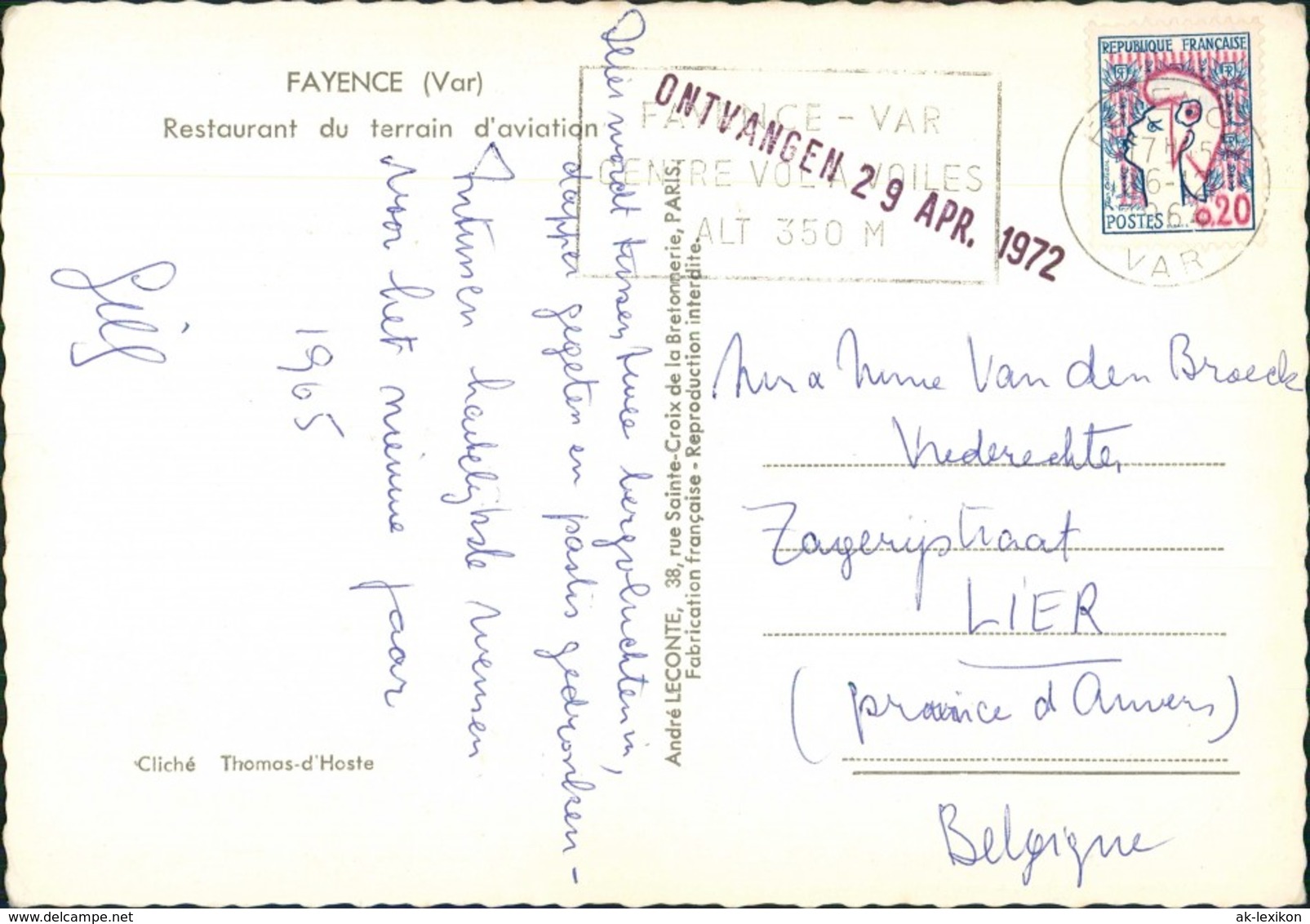 CPA Fayence Fayence Restaurant Du Terrain D'aviation 1972 - Other & Unclassified