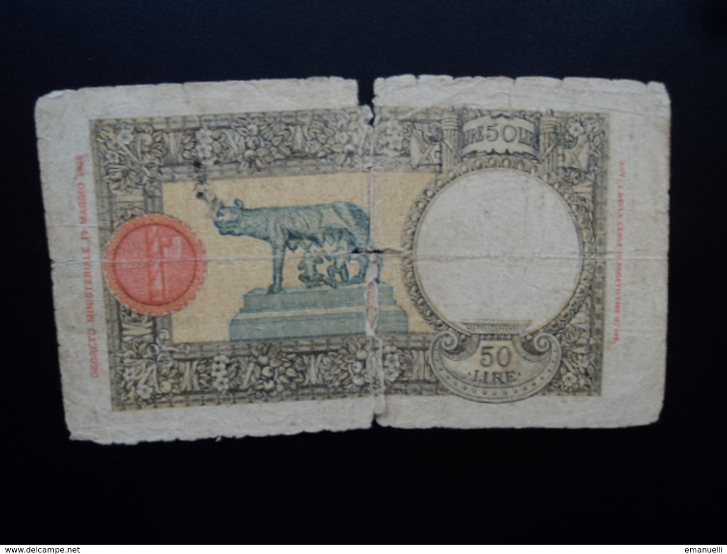 ITALIE : 50 LIRE   21.10.1938   C.I.7 BS 115 * / P 54b     AB - 50 Liras