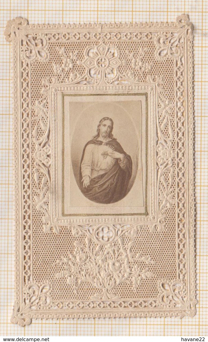 9AL645 HOLY CARD  CANIVET  IMAGE PIEUSE RELIGIEUSE  DENTELLE - SANTINO JESUS 3 SCANS - Images Religieuses