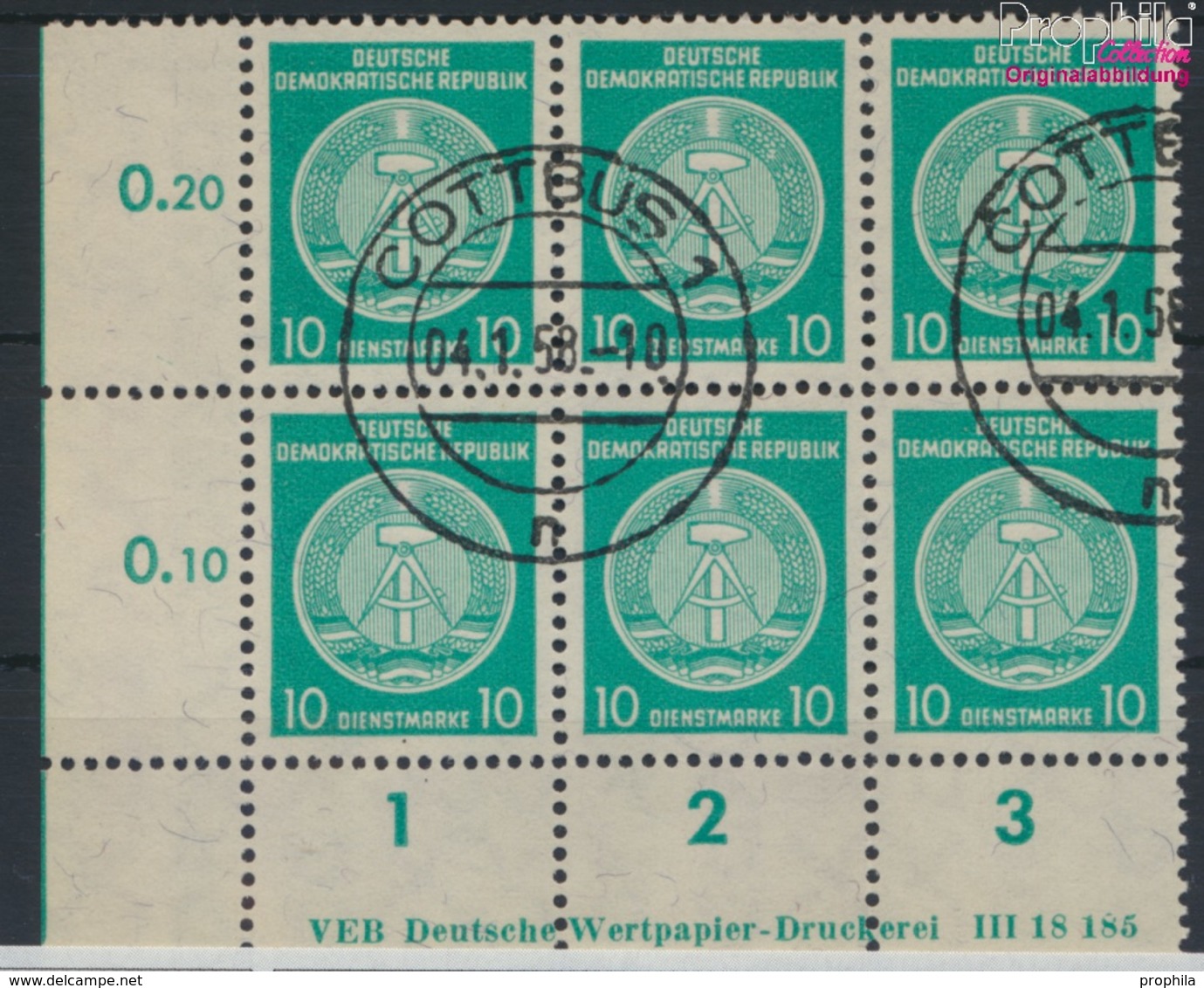 DDR DA35y B DV Mit Druckvermerk Gestempelt 1957 Zirkelbogen Nach Rechts (9285318 - Sonstige & Ohne Zuordnung