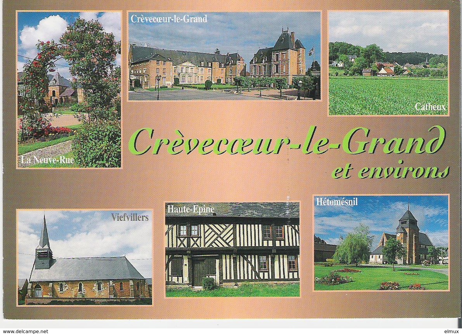 CREVECOEUR LE GRAND - LA NEUVE RUE - CATHEUX - HETOMESNIL - VIEFVILLERS. 2 CP Multivues Crèvecoeur Et Environs - Crevecoeur Le Grand