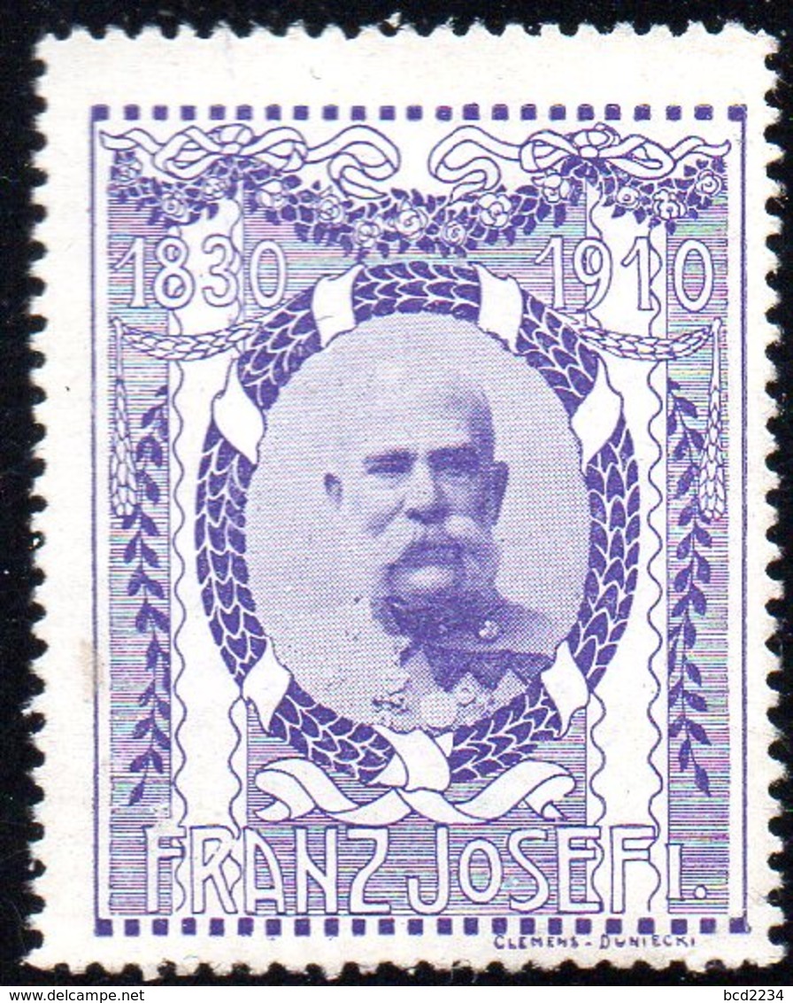 AUSTRIA 1830-1910 80TH BIRTHDAY EMPEROR KAISER FRANZ JOZEF JOSEPH PURPLE POSTER STAMP Vignettes Österreich KING HUNGARY - Personalisierte Briefmarken