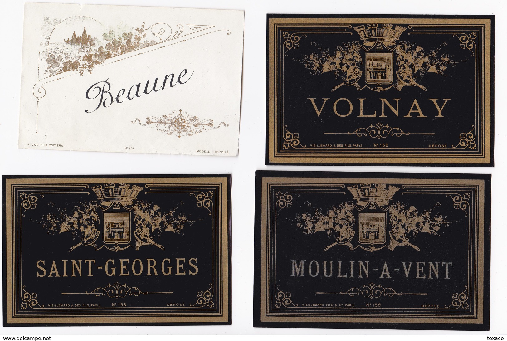 Lot De 16 Etiquettes Trés Anciennes De Vin BOURGOGNE - Imprimeur Vieillemard - Fin XIXéme RARE ! - Verzamelingen, Voorwerpen En Reeksen