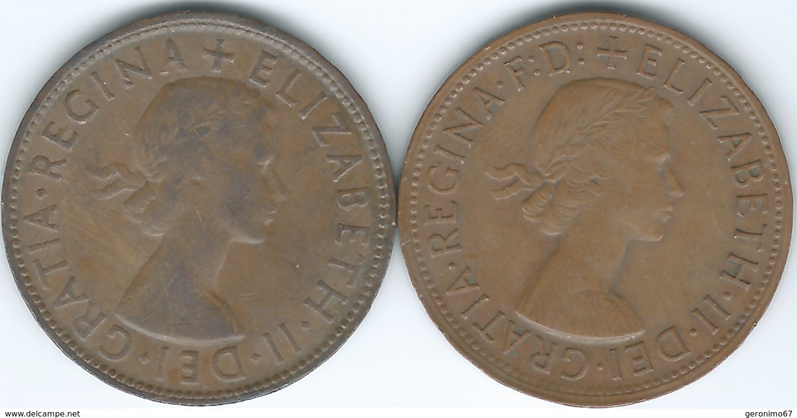 Australia - Elizabeth II - Penny - 1953 (KM50) & 1956 (KM56) - Penny