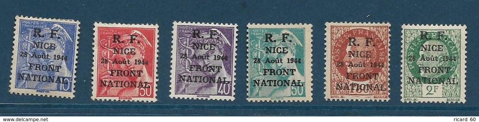 Timbres Neus Avec Charnière France , Timbre Libération, N° 1M/6 Cote Mayer, Nice Front National 21 Août 1944 - Liberation