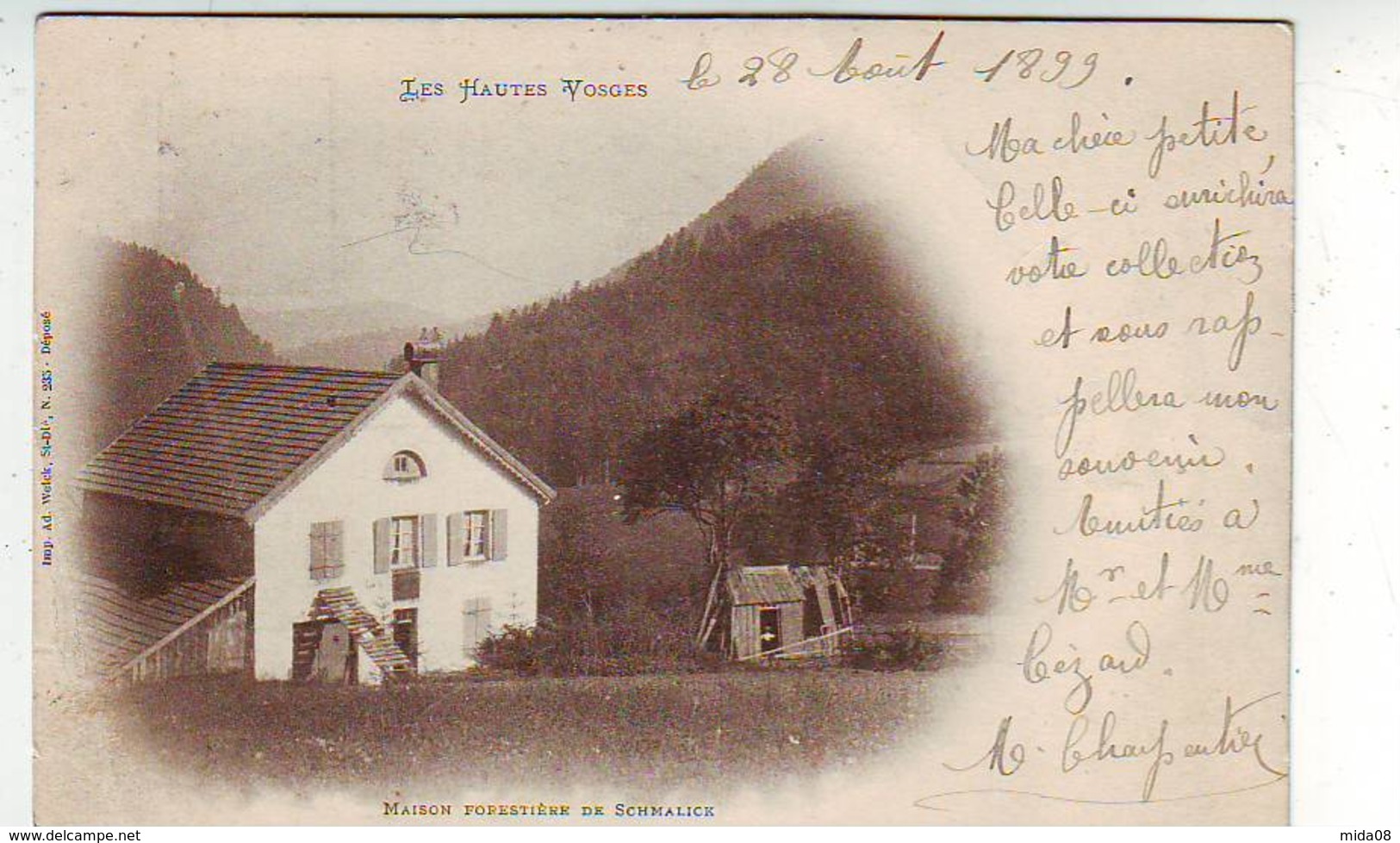 88. LES HAUTES VOSGES . MAISON FORESTIERE DE SCHMALICK . CARTE PRECURSEUR. Voire L'oblitérarion GERARDMER A LAVELINE - Autres & Non Classés