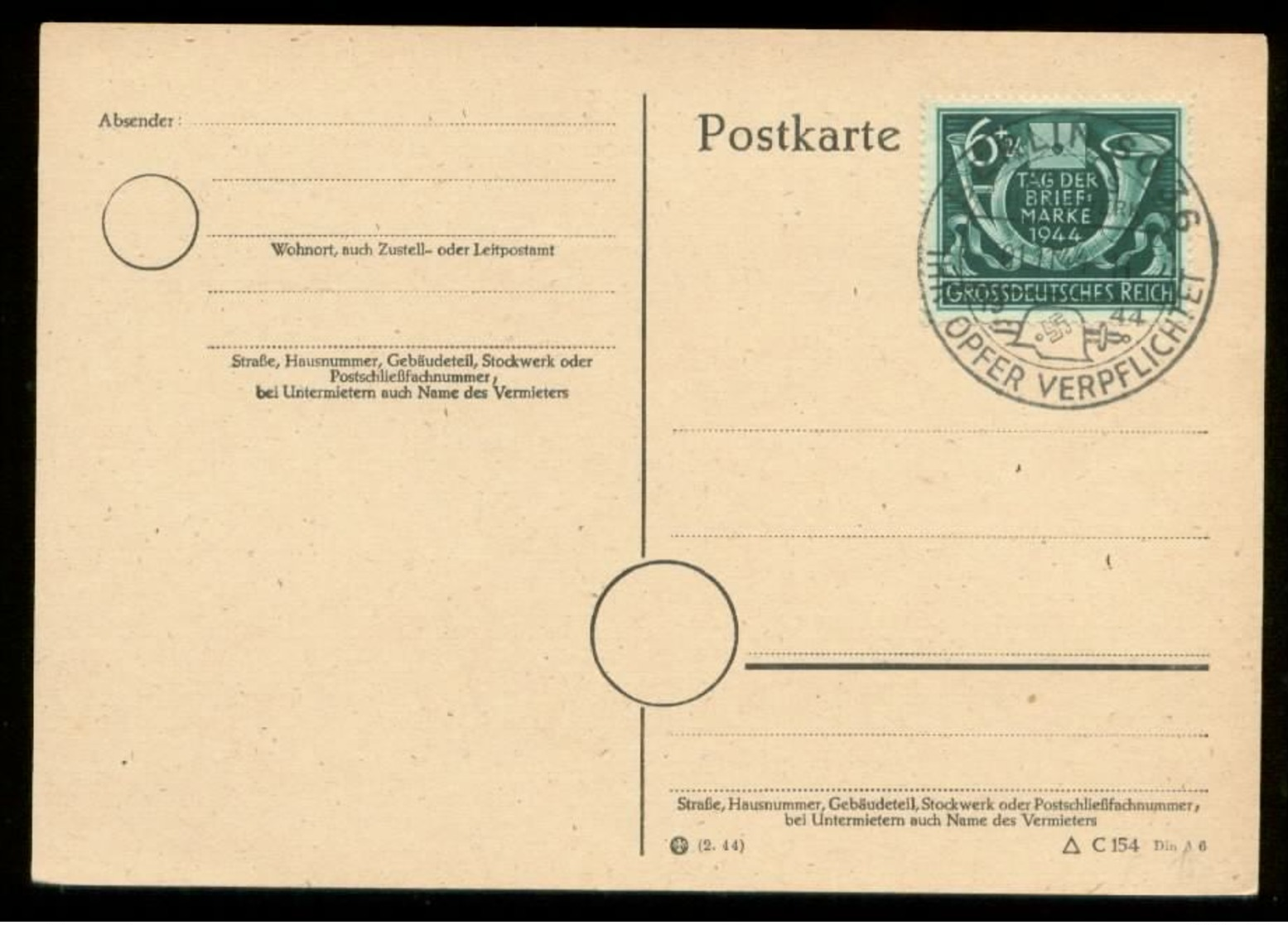 P0742 - DR Postkarte : Gebraucht Mit Sonderstempel Kriegs Hilfswerk Berlin 1944 - Briefe U. Dokumente