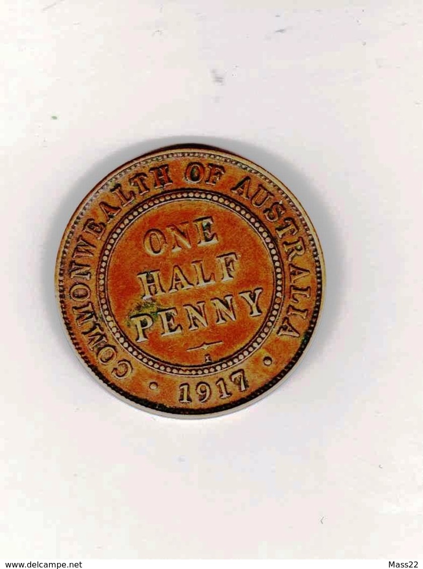 Australian 1/2 Penny 1917, King George V - ½ Penny