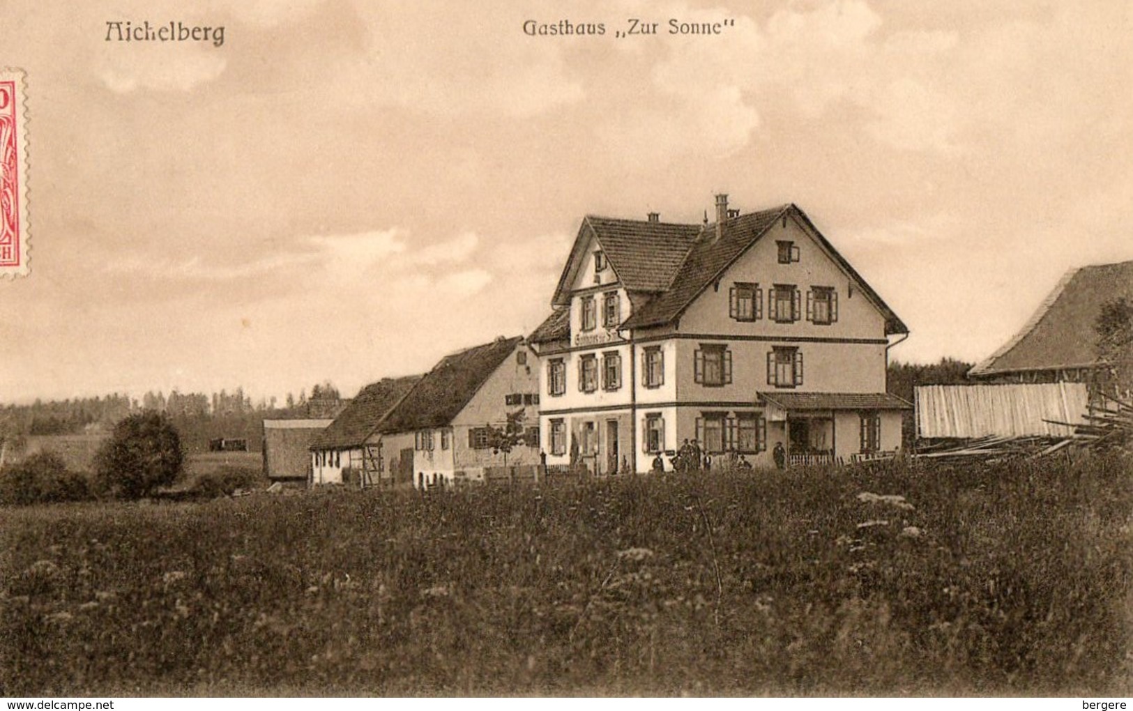 Allemagne. CPA. AICHELBERG.  Gasthaus "zur Sonne."  1906. Scan Du Verso. - Gaggenau