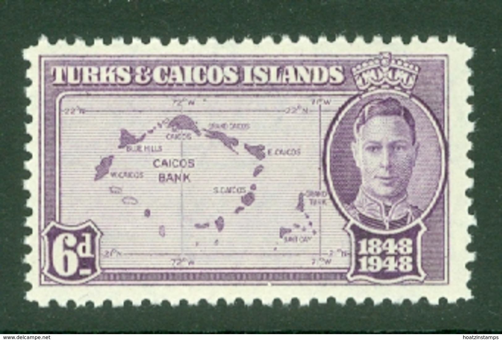 Turks & Caicos Is: 1948   Centenary Of Separation From Bahamas  SG213   6d   MH - Turks And Caicos