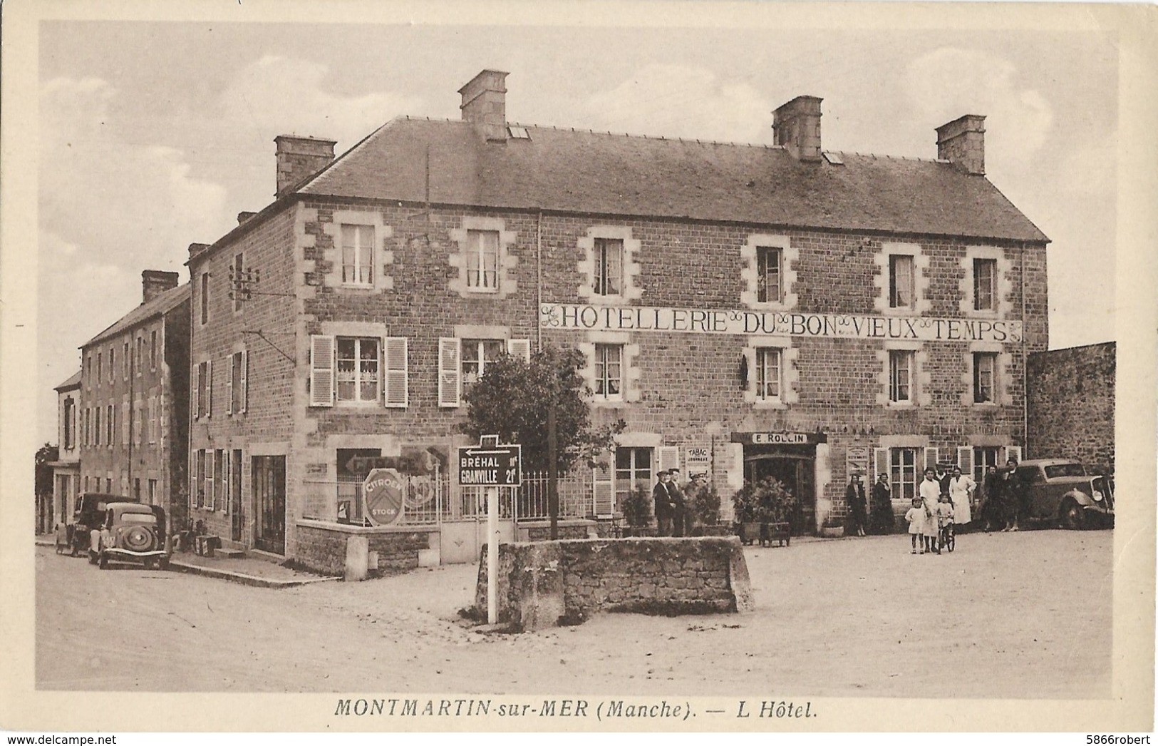 CARTE POSTALE ORIGINALE ANCIENNE : MONTMARTIN SUR MER HOTEL DU BON VIEUX TEMPS DE E. ROLLIN EN 1944 ANIMEE MANCHE (50) - Montmartin Sur Mer