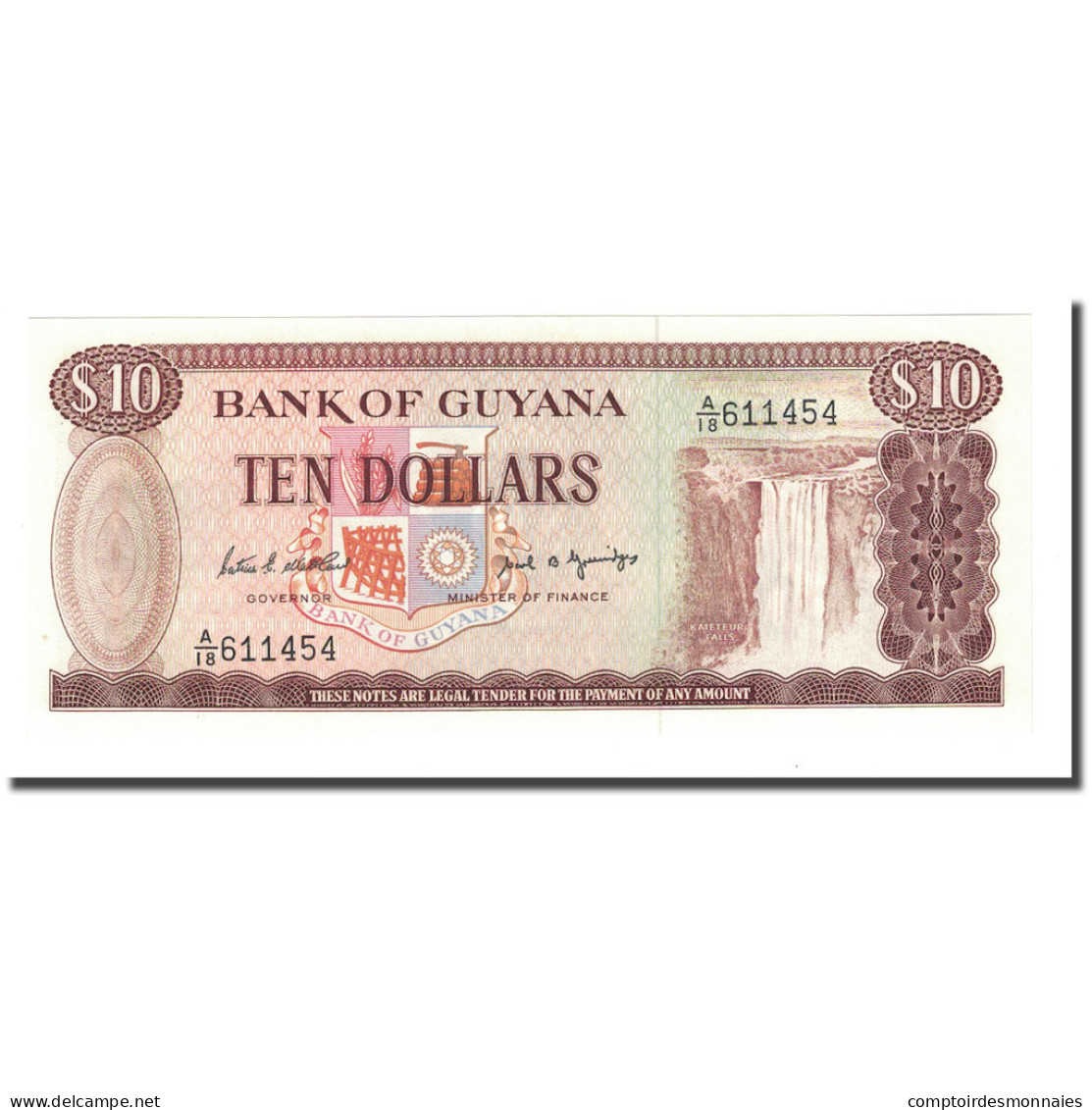 Billet, Guyana, 10 Dollars, Undated (1989), KM:23d, NEUF - Guyana