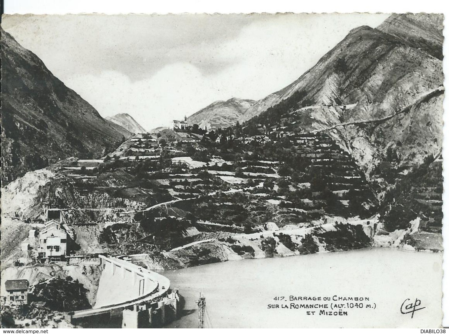 CHAMBON   (  ISÈRE  )                BARRAGE DU CHAMBON SUR LA ROMANCHE (1040 M ) ET MIZOEN - Sonstige & Ohne Zuordnung