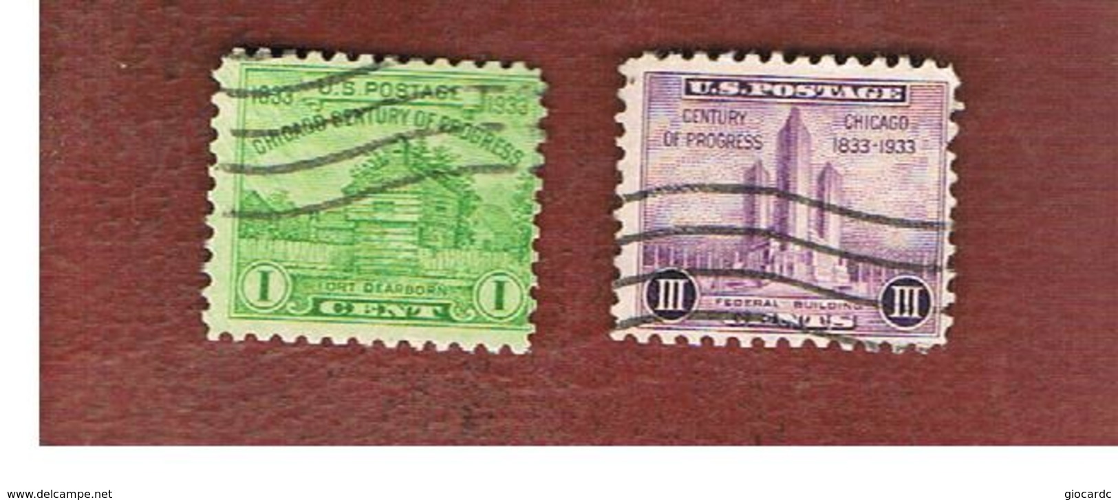 STATI UNITI (U.S.A.) -  SG 727.728 -  1933  "CENTENARY OF PROGRESS" (COMPLET SET OF 2) -  USED° - Usados