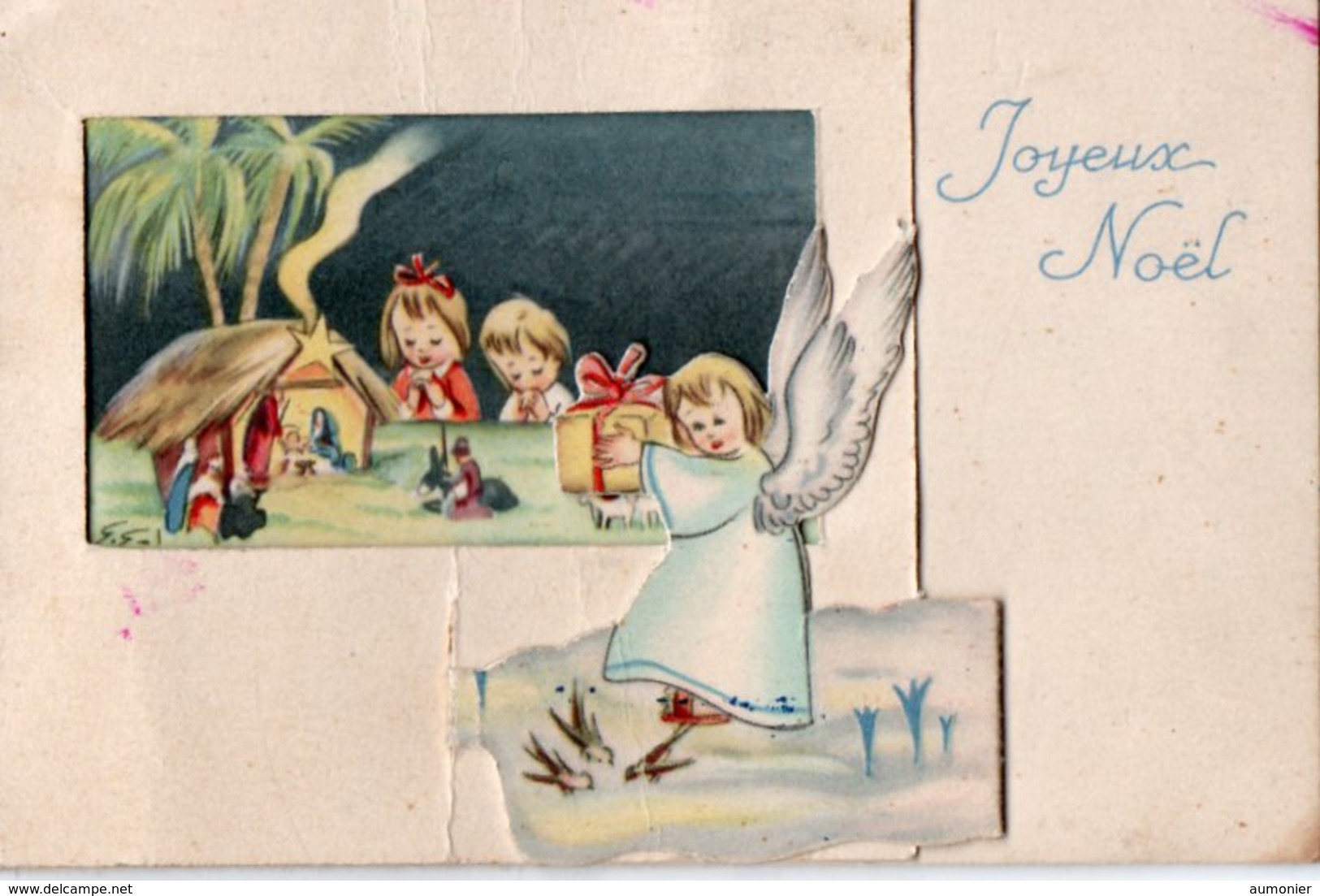 Carte A Volets Joyeux Noel - Ange Et Creche - Autres & Non Classés