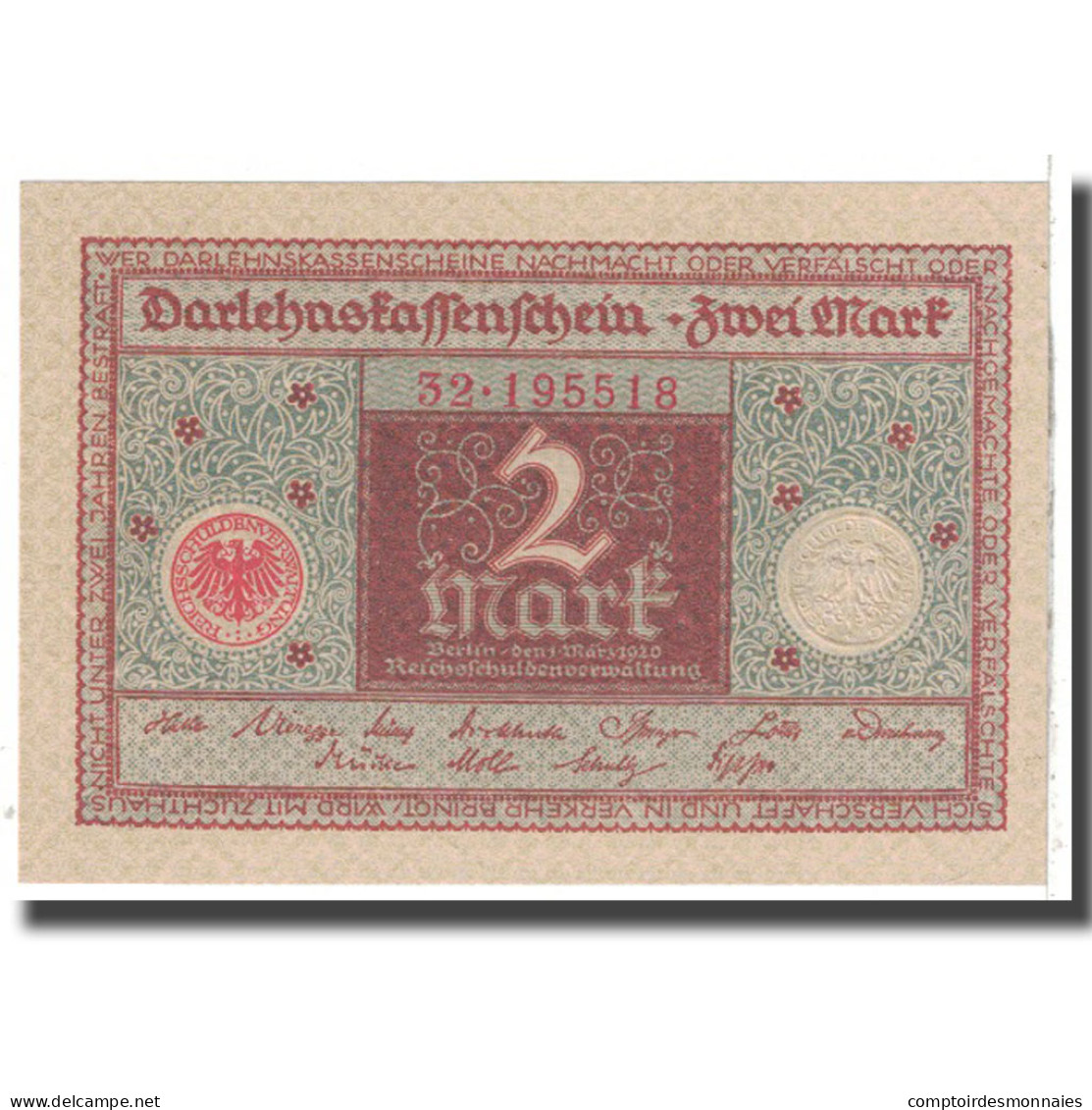 Billet, Allemagne, 2 Mark, 1920, 1920-03-01, KM:60, SPL - [13] Bundeskassenschein