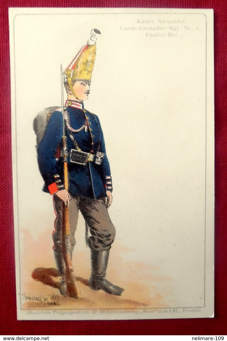 Cpa ILLUSTREE MILITARIA GUERRE ARMEE ALLEMANDE DEUTSCHE ARMEE : KAISER ALEXANDER UNIFORME GARDE GRENADIER FUSILIER - Régiments