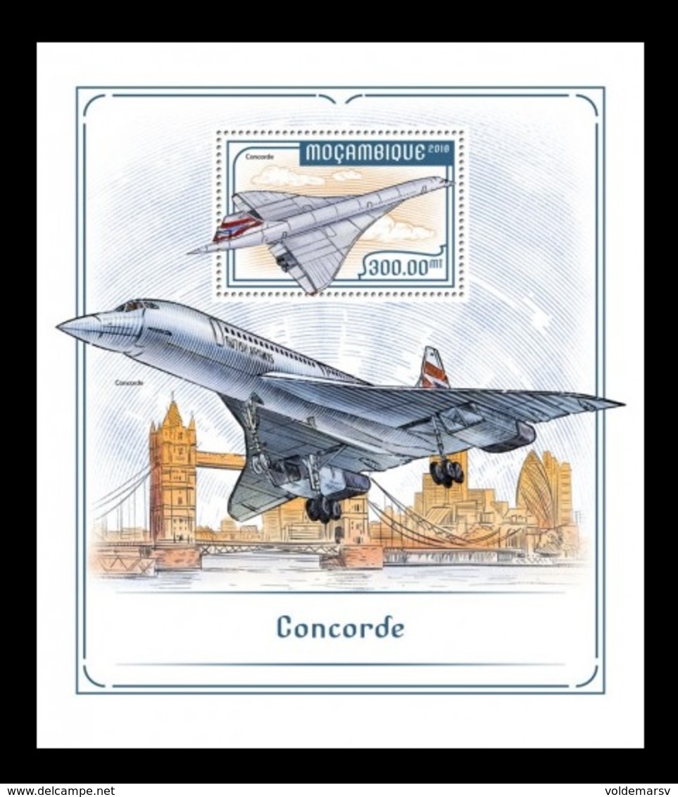Mozambique 2018 Mih. 9433 (Bl.1326) Aviation. Supersonic Airliners Concorde MNH ** - Mozambique