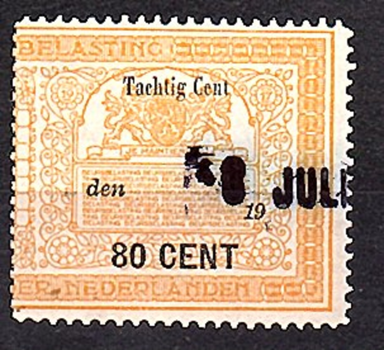 80 Cents Very Fine (NED-DE-21) - Fiscale Zegels