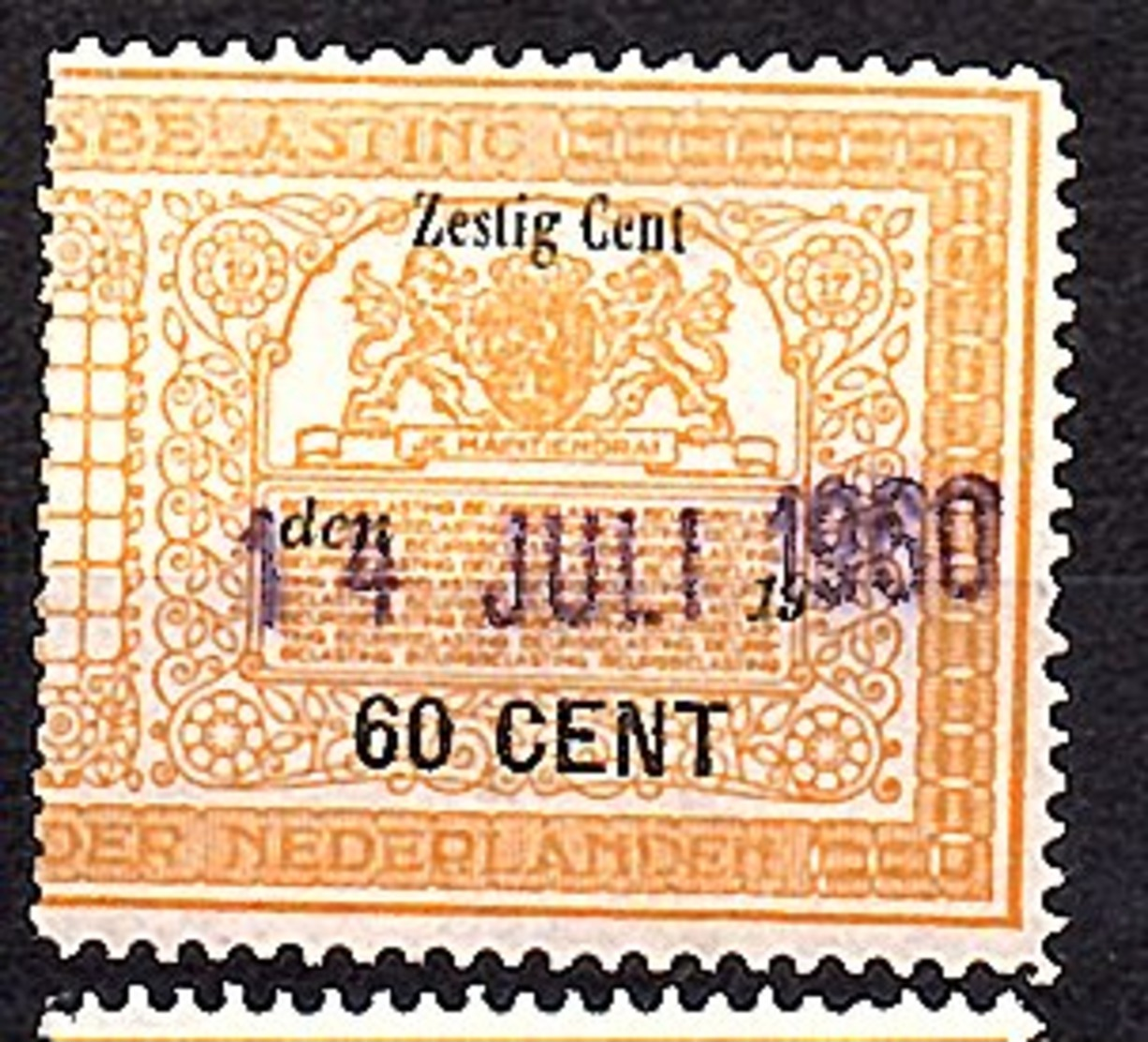 60 Cents Very Fine (NED-DE-21) - Fiscale Zegels