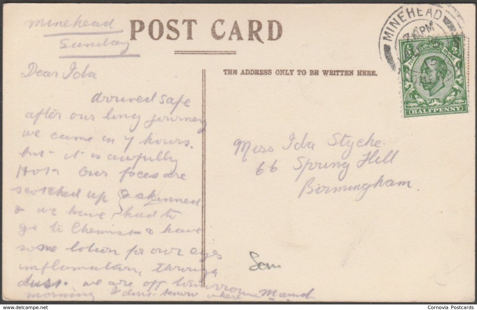 General View, Minehead, Somerset, 1913 - Postcard - Minehead