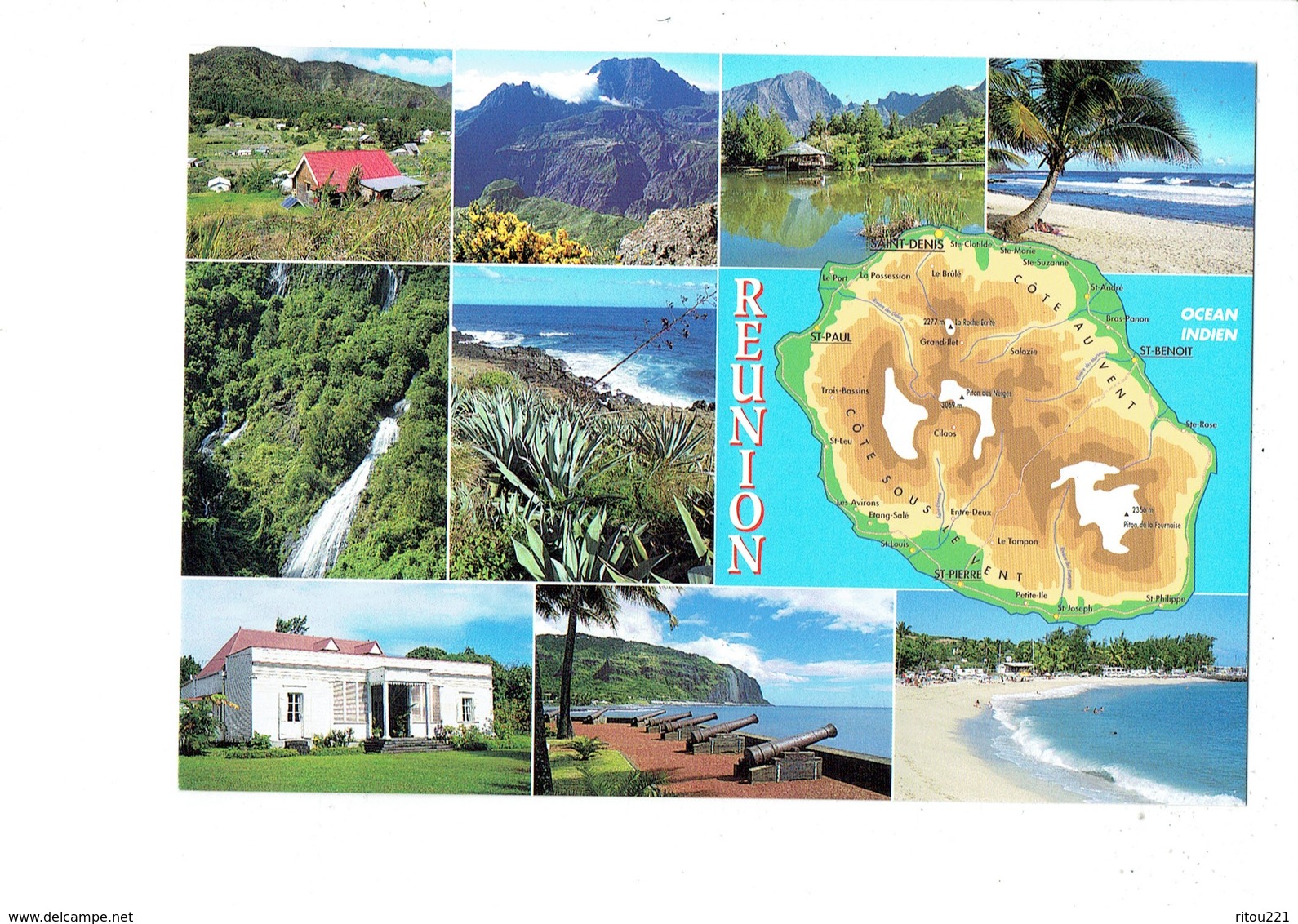 Cpm - ILE DE LA REUNION - Carte Géographique - Multivues - Réunion