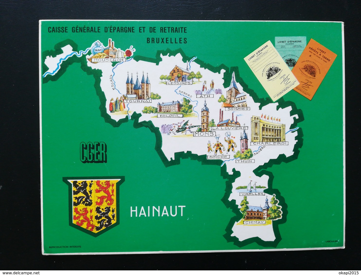 LOT DE 4 BUVARDS PUBLICITÉ BANQUE CGER LES PROVINCES DE BELGIQUE  NAMUR LIÈGE HAINAUT OOST VLAANDEREN - Collezioni & Lotti