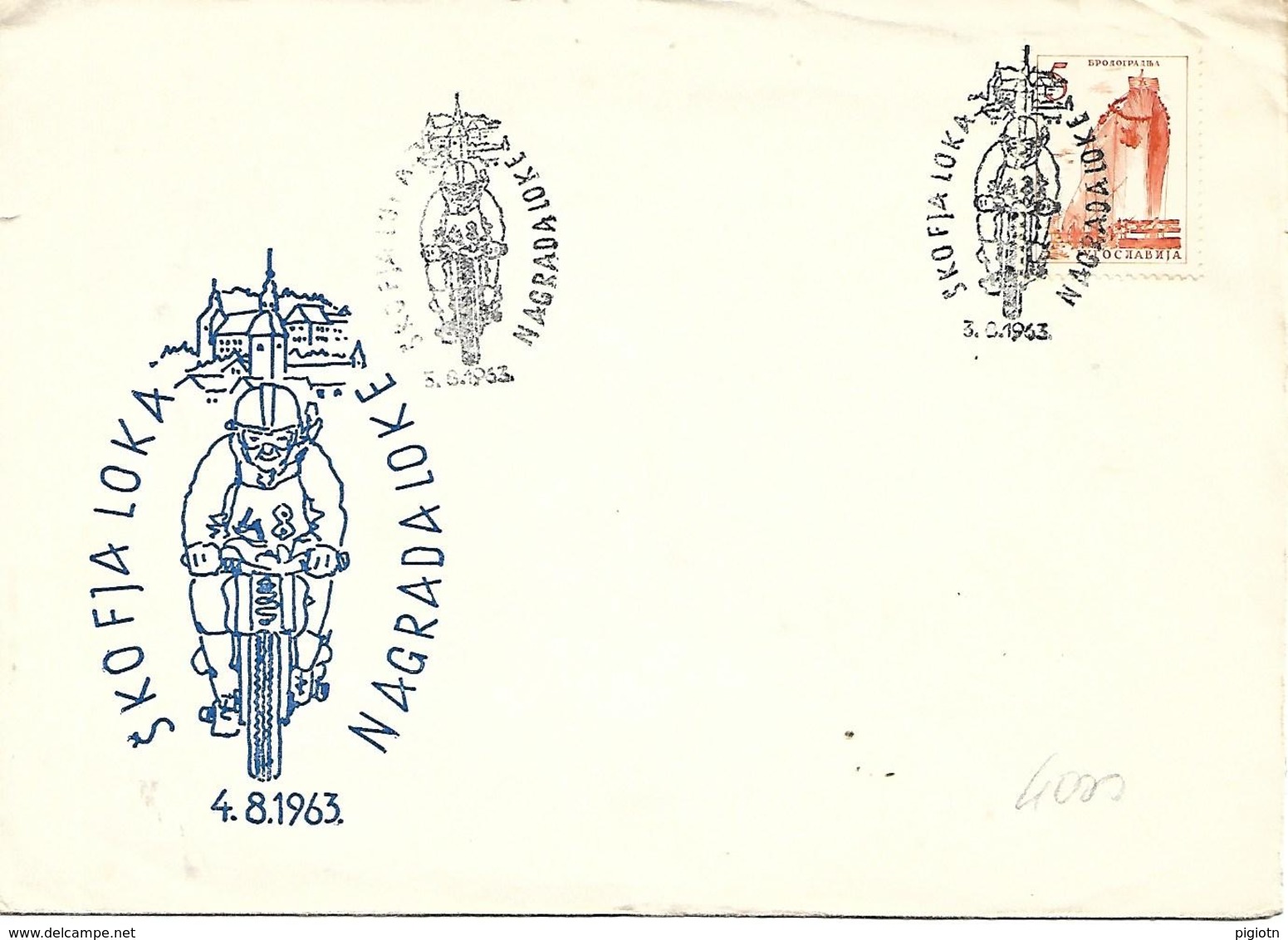 COR173 - ANNULLO JUGOSLAVIA -MOTO MOTOCICLISMO - VINCITORE DEL PREMIO - 4.8.1963 - Moto