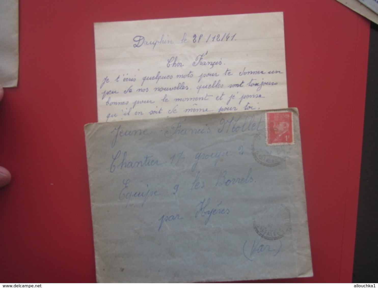 Lettre+Courrier CHANTIER JEUNESSE 17 Groupe 2-Equipe 9-Les Borrels HYÈRES Var Guerre 1939-45 Pétain Sous Régime De Vichy - Guerre De 1939-45