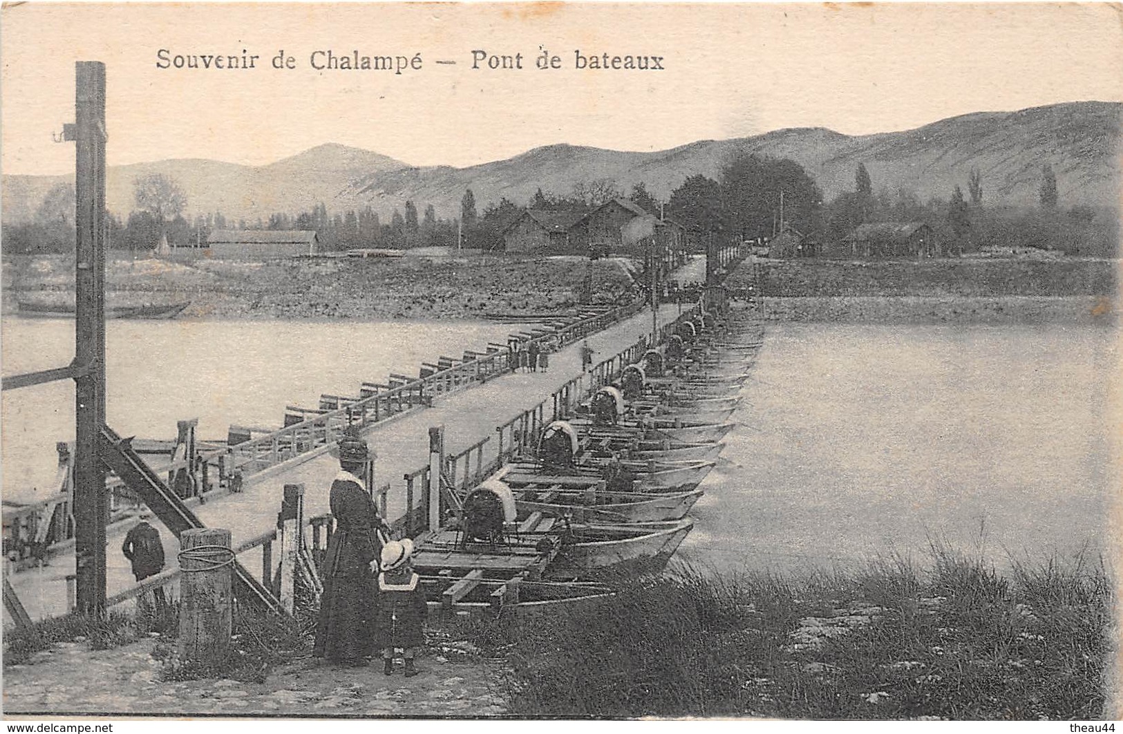 ¤¤   -   Souvenir De CHALAMPE   -  Pont De Bateaux   -   ¤¤ - Chalampé