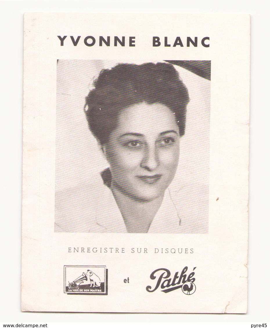 Publicité " Les Disques De Pathé " Yvonne Blanc - Publicités