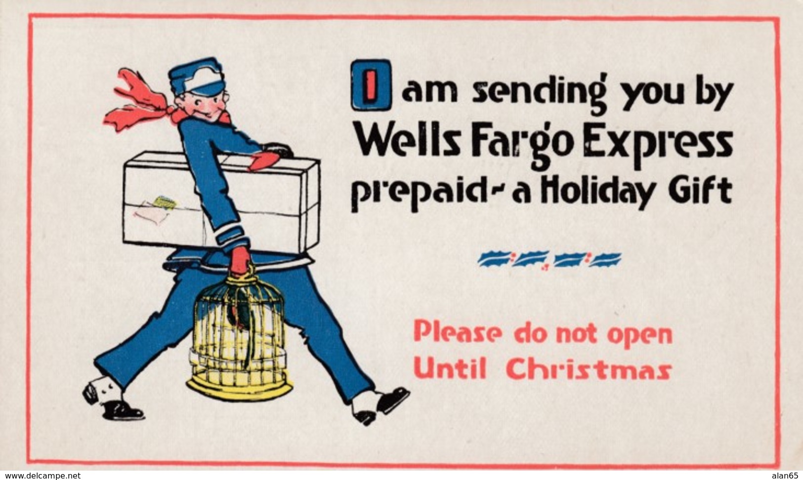 Wells Fargo Delivery Service, Notification Christmas Present Delivery, C1900s/10s Vintage Postcard - Post & Briefboten