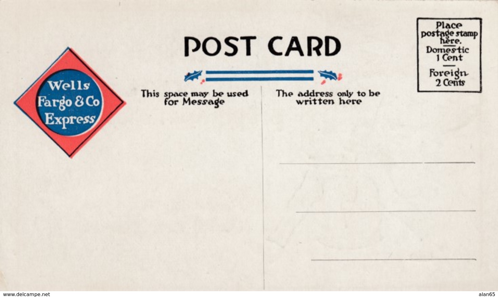 Wells Fargo Delivery Service, Notification Christmas Present Delivery, C1900s/10s Vintage Postcard - Post & Briefboten